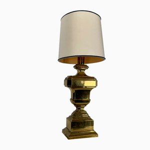 Large Vintage Italian Solid Brass Table Lamp, 1950s