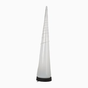 Lámpara de mesa Cone de cristal de Murano transparente con base de hierro negro