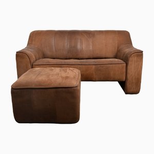 DS-44 Two Seater Sofa & Footstool in Neck Leather from De Sede, Set of 2
