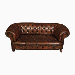 Victorian Hand Dyed Buttoned Leather Chesterfield Sofa