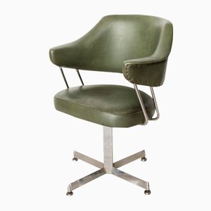Mid-Century Frost Green & Chrome Plating Office Chair