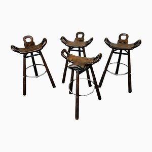 Mid-Century Bar Stools Attributed to Carl Malmsten, Sweden, Set of 4