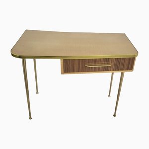 Vintage Brass & Wood Side Table, 1960s
