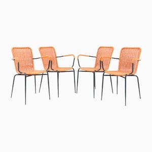 Fauteuils d'Extérieur Empilables Mid-Century Orange, Italie, 1960s, Set de 4