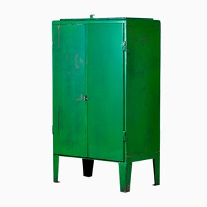 Vintage Industrial Green Iron Cabinet, 1960s