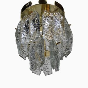 Vintage Deckenlampe aus goldenem Kristallglas & Metall von Kalmar