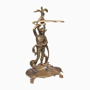 Vintage Italian Brass Decorative Stick Stand or Hall Rack with Male Figure, 1940s