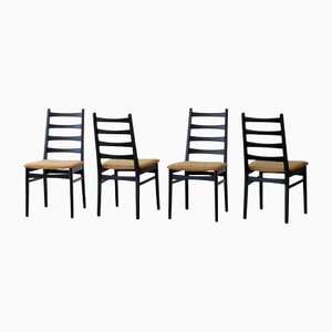 East German Ladder Back Dining Chairs, Set of 4