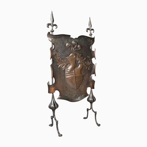 Antique French Art Nouveau Fire Screen in Iron, 1900