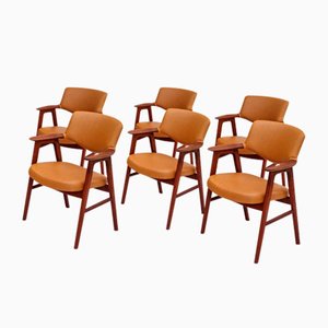 Danish Model 42 Chairs in Leather by Erik Kirkegaard for Høng Stolefabrik, 1960s, Set of 6