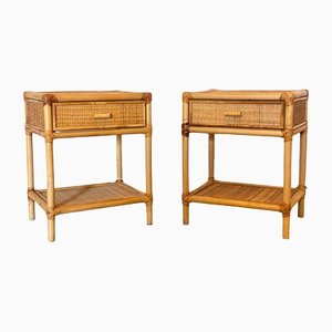 Bedside Tables in Bamboo, 1970s, Set of 2