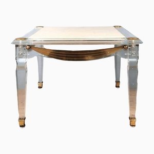 Italian Coffee Table in Altuglas and Golden Brass, 20th Century