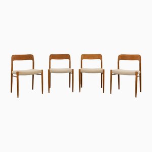 Model 75 Teak Chairs by Niels O. Möller for J.L. Möller, Denmark, Set of 4