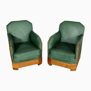 Art Deco Armchairs in Solid Cherry, Early 20th Century, Set of 2
