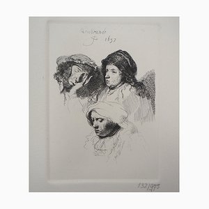 After Rembrandt, Three Heads of Women, 1637, Engraving