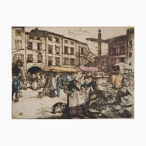 Armand Coussens, Market, Grabado original