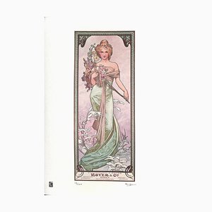 After Alphonse Mucha, The Four Seasons, Spring, Color Photolithography