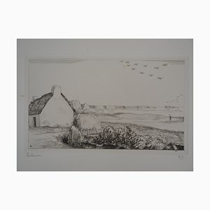 Jean-Emile Laboureur, The Cottage by the Sea, 1928, Original Etching