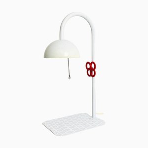 Moderne italienische Mid-Century Tischlampe aus weißem Metall von L'isola Che Non C'è, 1980er