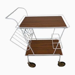 Serving Trolley with Newspaper Tray and Bottle Holder