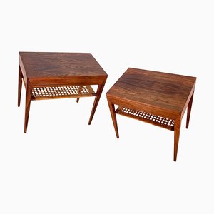Nightstands in Wood and Cane by Severin Hansen, Set of 2
