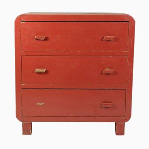 Small Chest of Drawers in Red Paint, 1940s