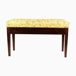 Piano Bench or Stool in Mahogany with Light Floral Fabric, 1910