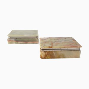 Mid-Century Italian Onyx Marble Boxes, Set of 2