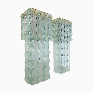 Mid-Century Large Murano Wall Sconces, Italy, Set of 2