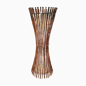 Lampada da terra Mid-Century in bambù nello stile di Franco Albini, anni '60