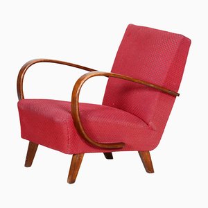 Czechia Red Lounge Chair in Art Deco Style, 1930s