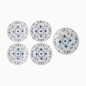 Blue Fluted Plain Plates from Royal Copenhagen, Set of 5