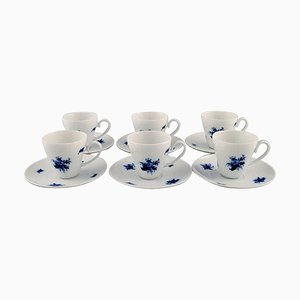 Romanze Blue Flower Mocha Cups with Saucers by Bjørn Wiinblad for Rosenthal, Set of 12