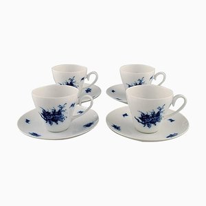 Romanze Blue Flower Coffee Cups with Saucers by Bjørn Wiinblad for Rosenthal, Set of 8