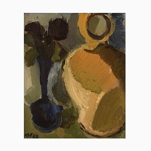 Gösta Asp, Modernist Still Life, 1958, Sweden, Oil on Board, Framed