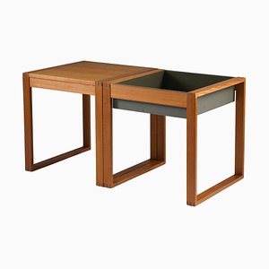 Tables Florales Mid-Century Scandinaves en Teck, Set de 2