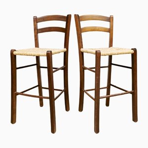 Tabourets de Bar Mid-Century Tissés, Set de 2