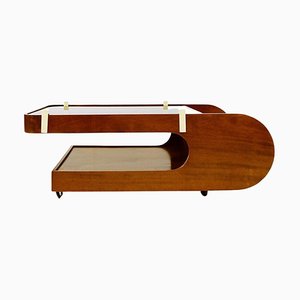 Mid-Century Modern Italian Coffee Table with Smoked Glass Top, 1950s