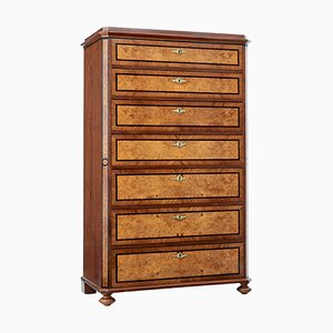 Tall Antique Chest of Drawers in Burr Walnut
