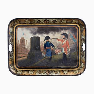 Antique Toleware Tray with Battle of Waterloo