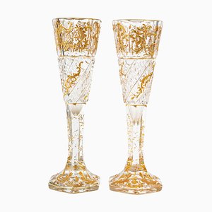 Baccarat Chased Crystal Vases, Set of 2