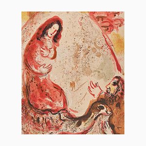 Litografia originale di Marc Chagall, Rahel Steals Her Fathers Idols, 1963