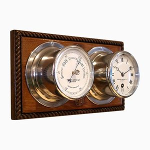 Nickel Plated Ships Clock & Barometer