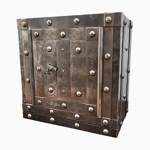 18th Century Italian Wrought Iron Studded Safe or Strongbox