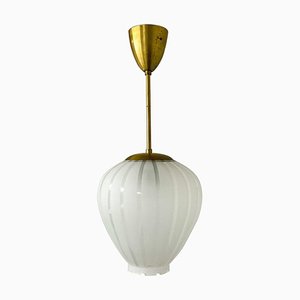 Lampada a sospensione Art Déco in ottone e vetro, Svezia, anni '40