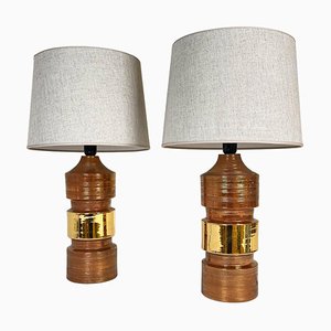 Large Mid-Century Brass Table Lamps by Bitossi for Bergboms, 1960s, Set of 2
