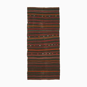 Vintage Turkish Black Kilim Rug