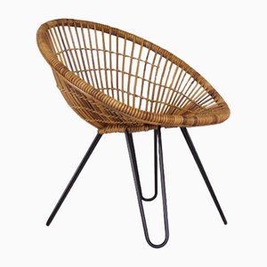 Bamboo & Rattan “Hairpin Leg” Armchair