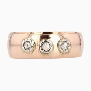 19th Century French Diamonds 18 Karat Rose Gold Bangle Ring