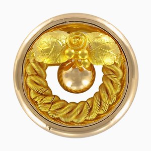 Broche Ronde en Or Jaune 18 Carats, 1900s